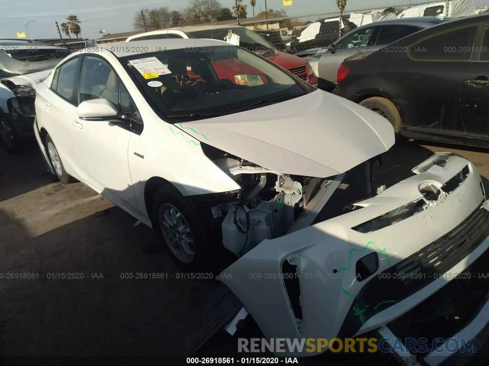 1 Photograph of a damaged car JTDKARFU7K3096859 TOYOTA PRIUS 2019