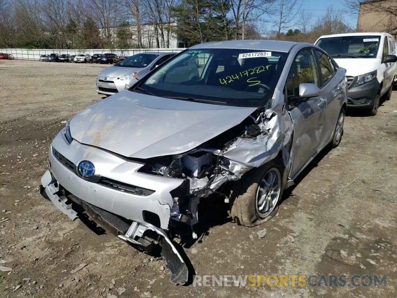 2 Photograph of a damaged car JTDKARFU7K3098224 TOYOTA PRIUS 2019