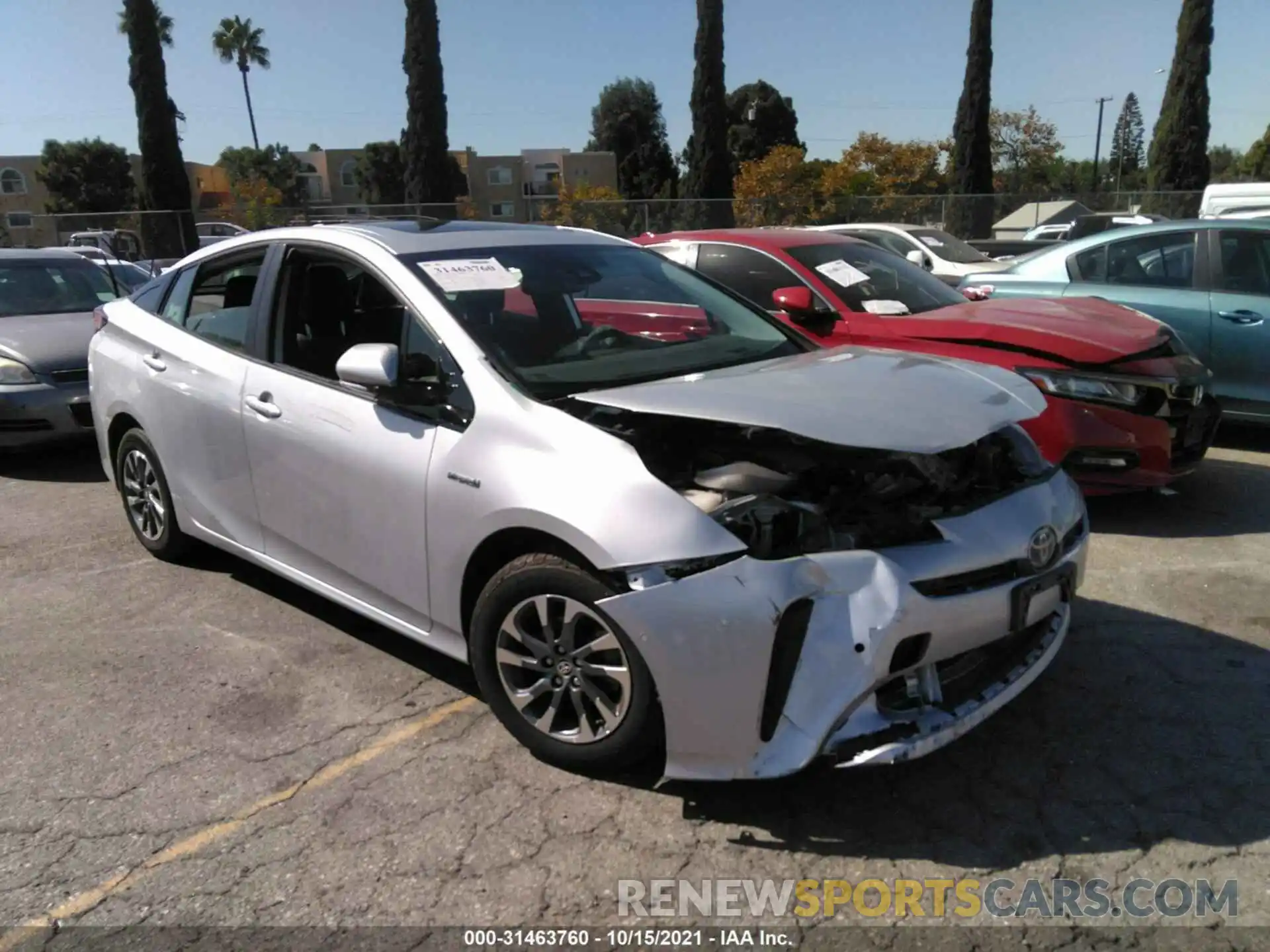 1 Photograph of a damaged car JTDKARFU7K3099020 TOYOTA PRIUS 2019