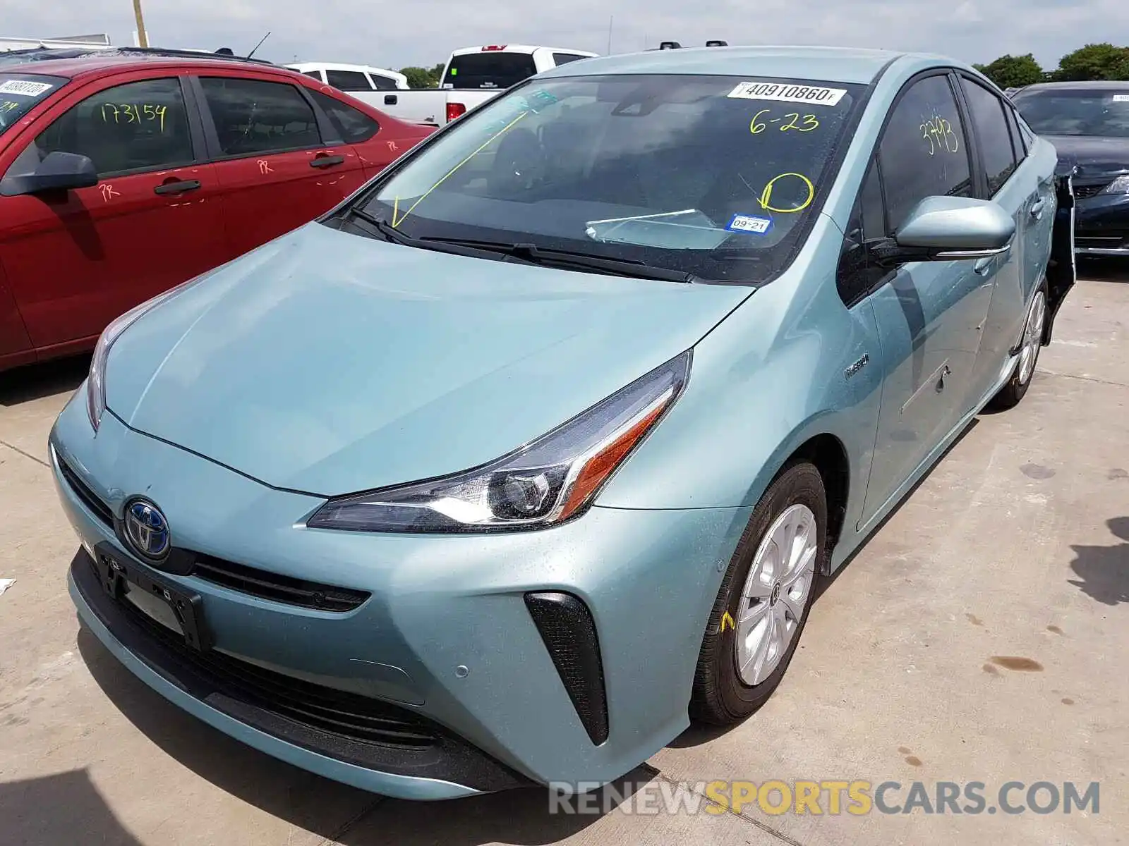 2 Photograph of a damaged car JTDKARFU7K3102482 TOYOTA PRIUS 2019