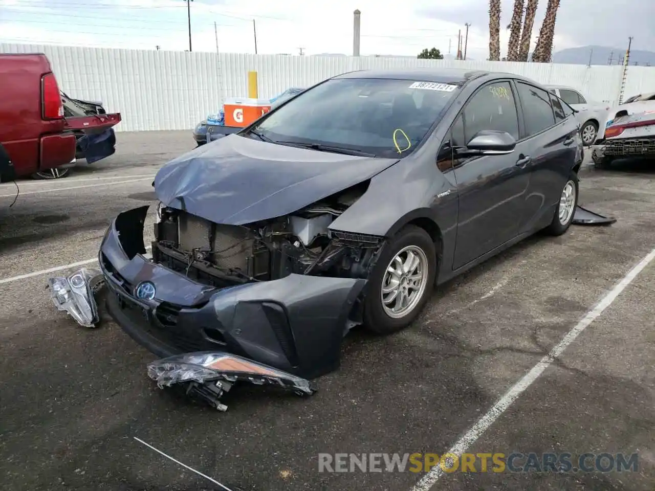 2 Photograph of a damaged car JTDKARFU8K3072053 TOYOTA PRIUS 2019