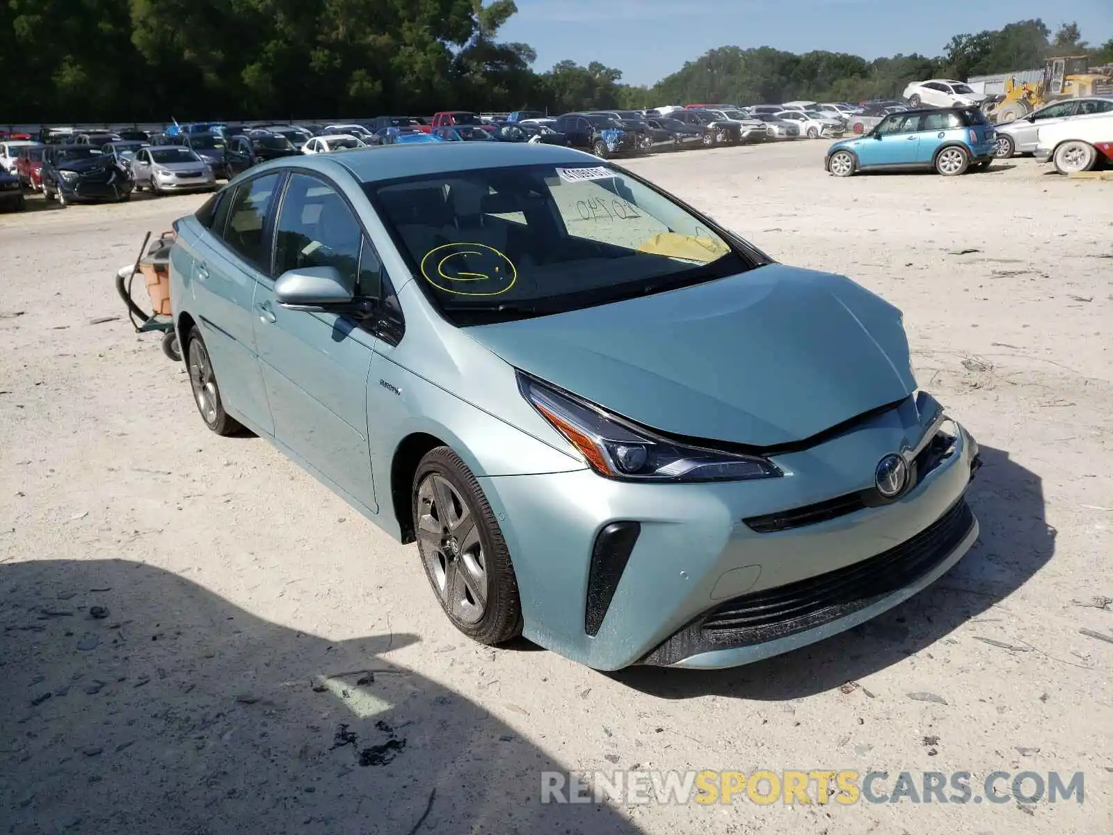 1 Photograph of a damaged car JTDKARFU8K3073624 TOYOTA PRIUS 2019