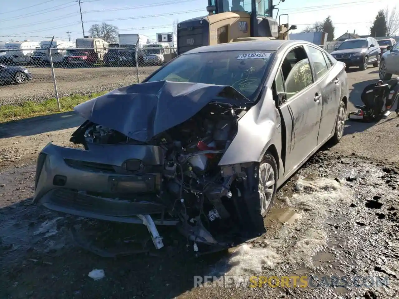 2 Photograph of a damaged car JTDKARFU8K3074997 TOYOTA PRIUS 2019