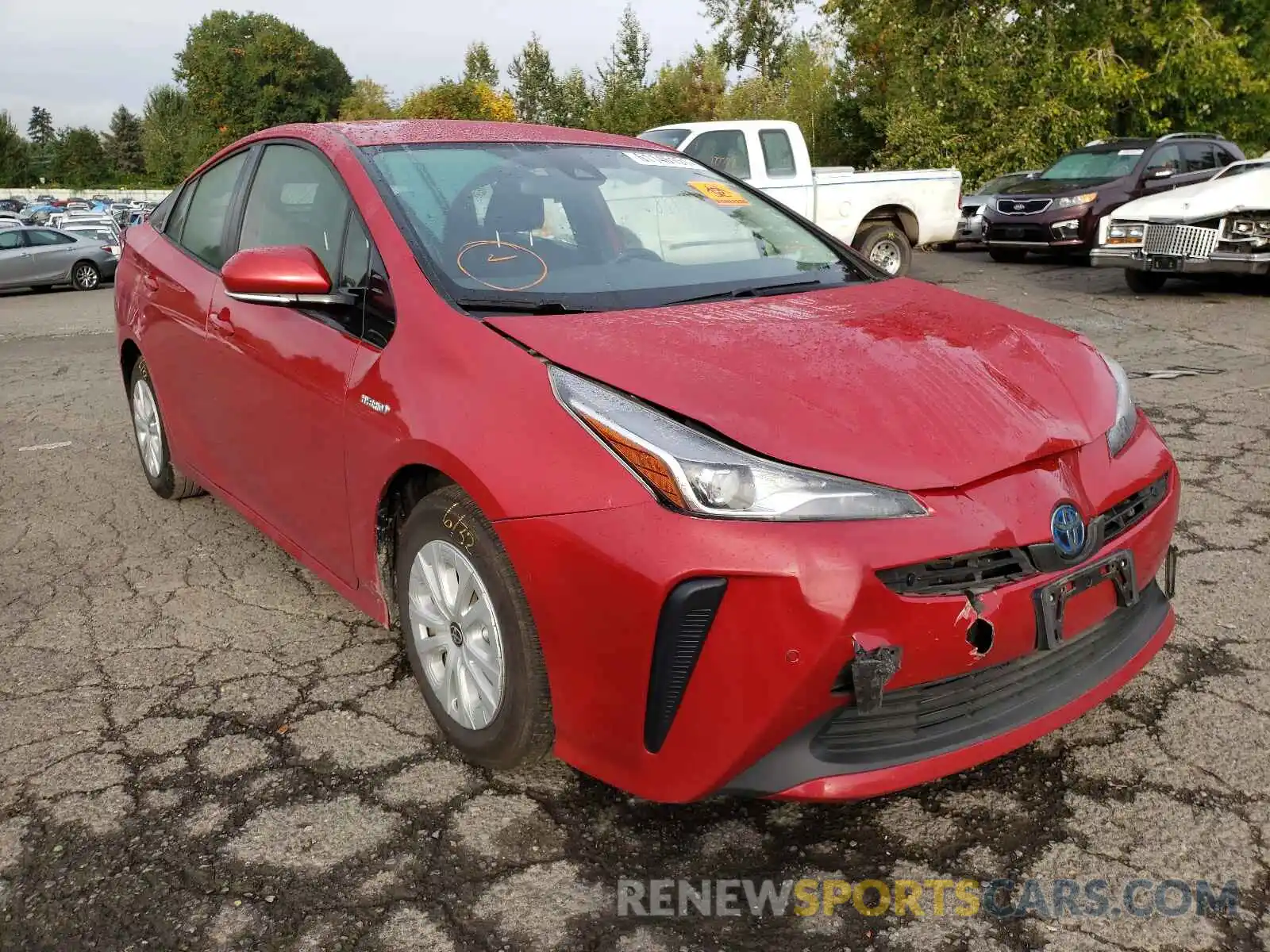 1 Photograph of a damaged car JTDKARFU8K3076832 TOYOTA PRIUS 2019