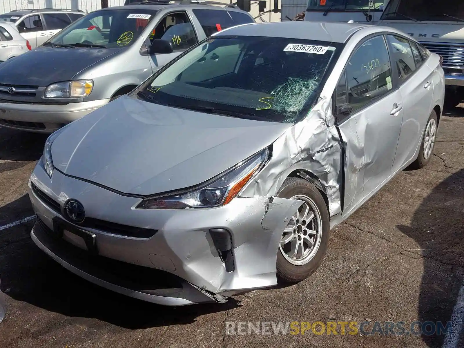 2 Photograph of a damaged car JTDKARFU8K3077155 TOYOTA PRIUS 2019