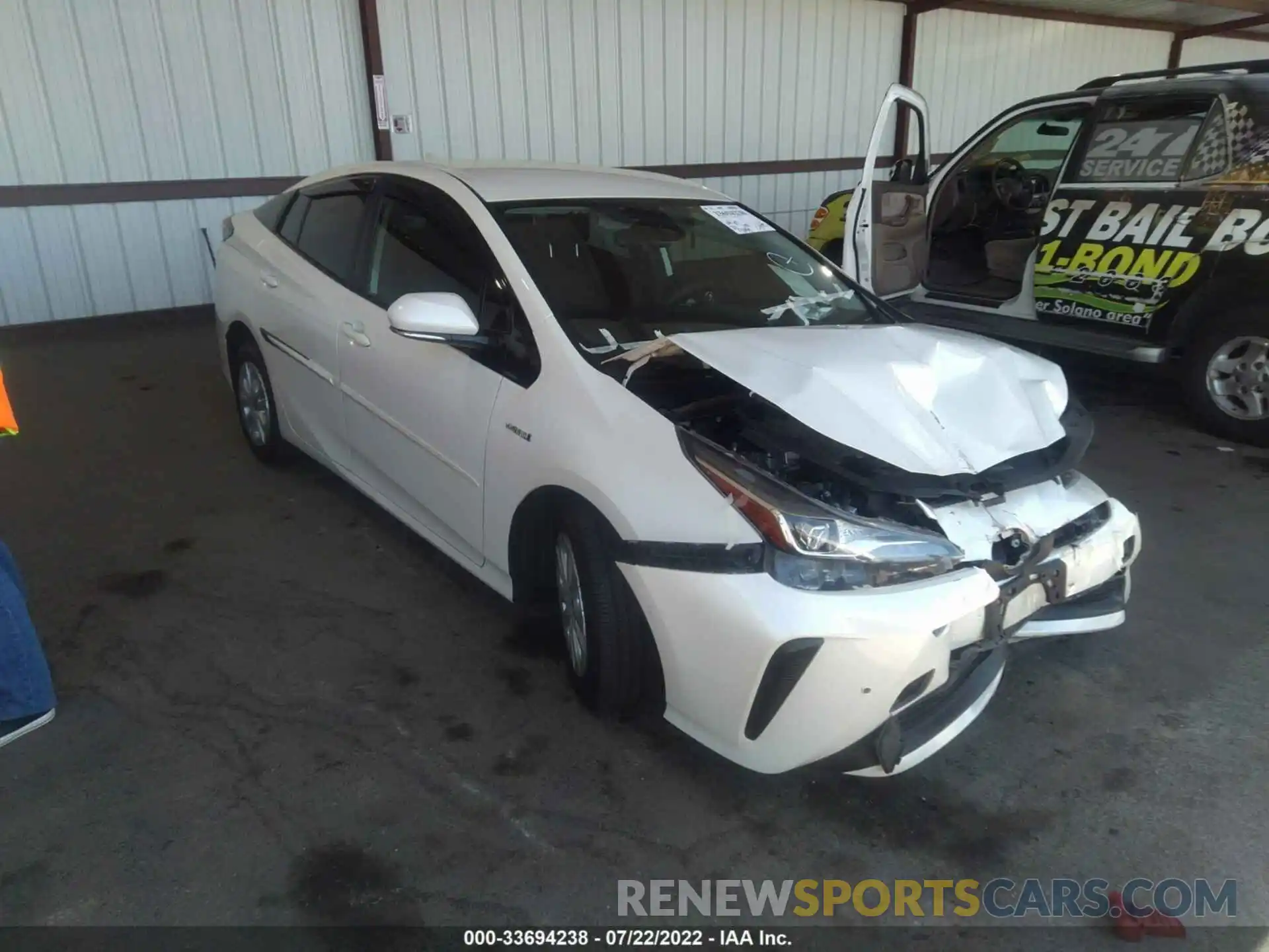 1 Photograph of a damaged car JTDKARFU8K3077267 TOYOTA PRIUS 2019