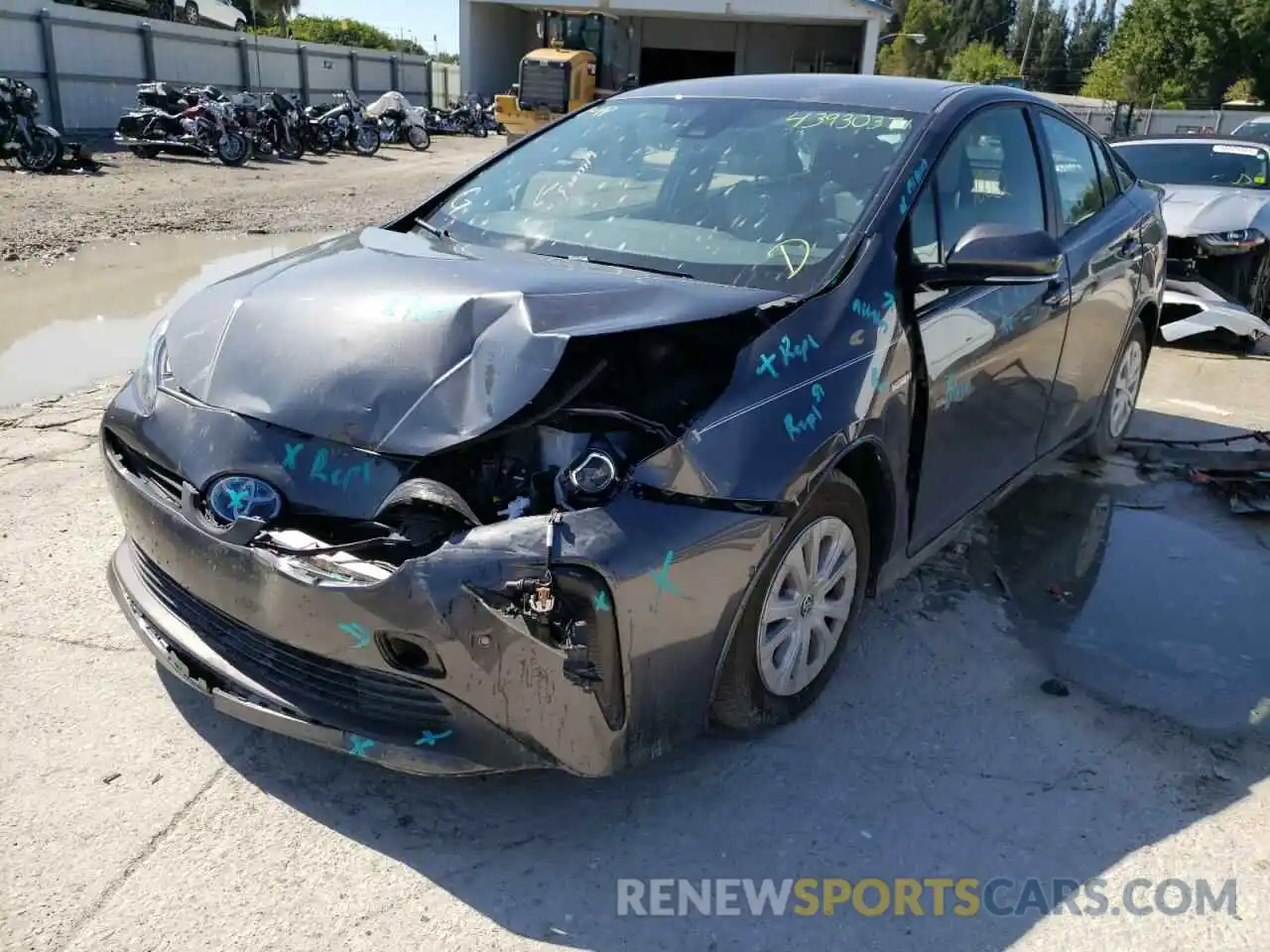 2 Photograph of a damaged car JTDKARFU8K3079083 TOYOTA PRIUS 2019