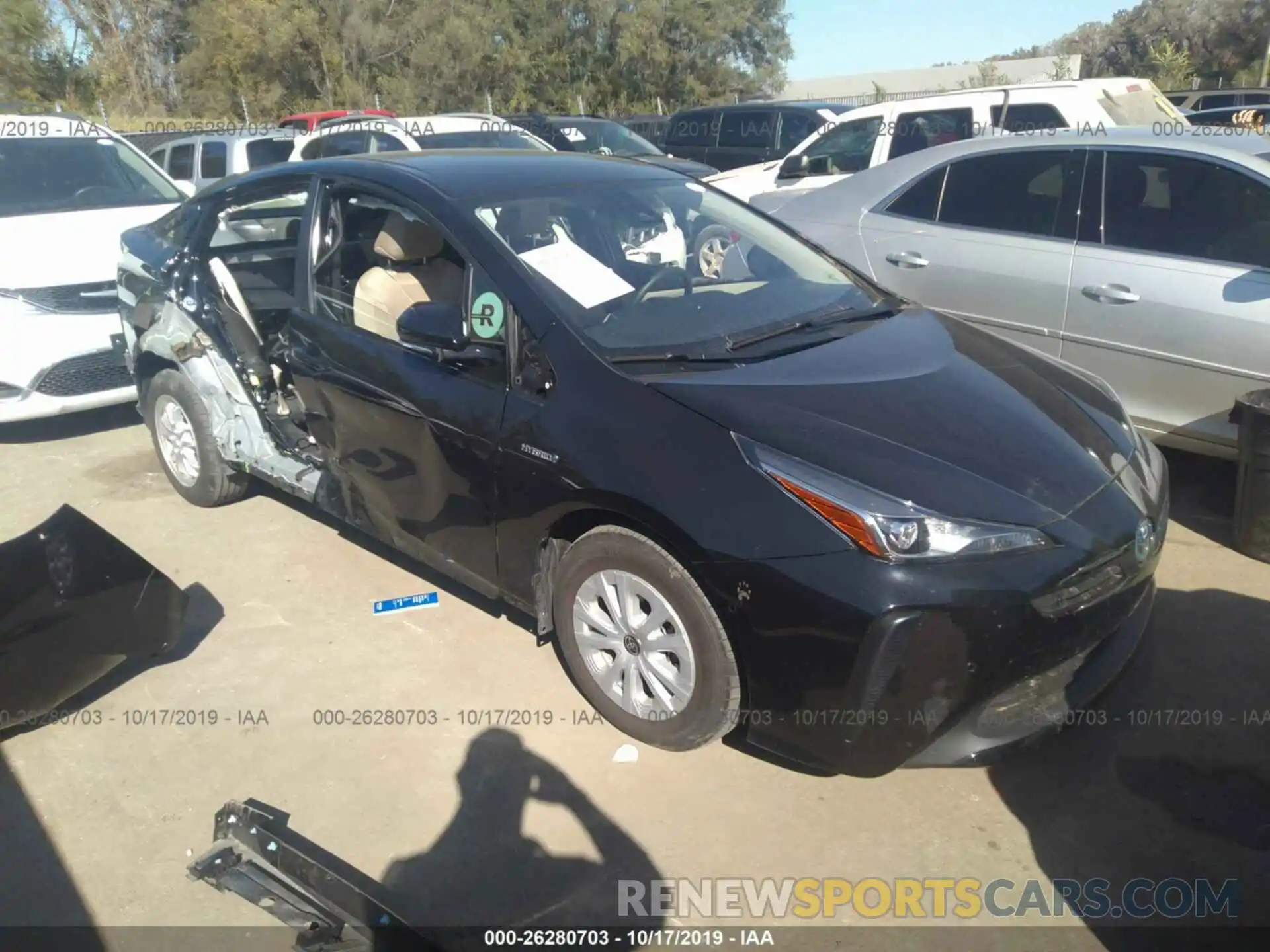 1 Photograph of a damaged car JTDKARFU8K3079648 TOYOTA PRIUS 2019