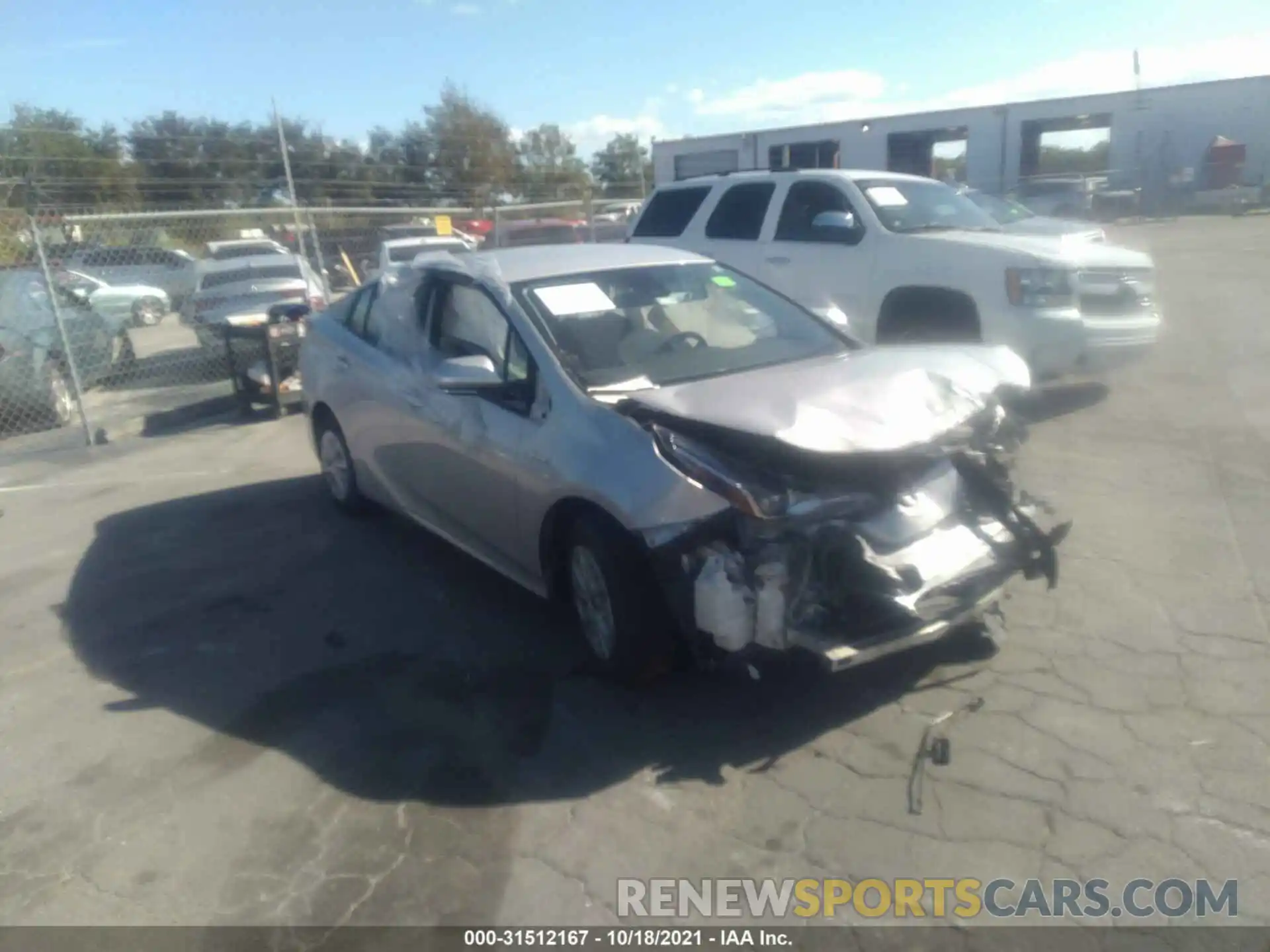 1 Photograph of a damaged car JTDKARFU8K3082520 TOYOTA PRIUS 2019