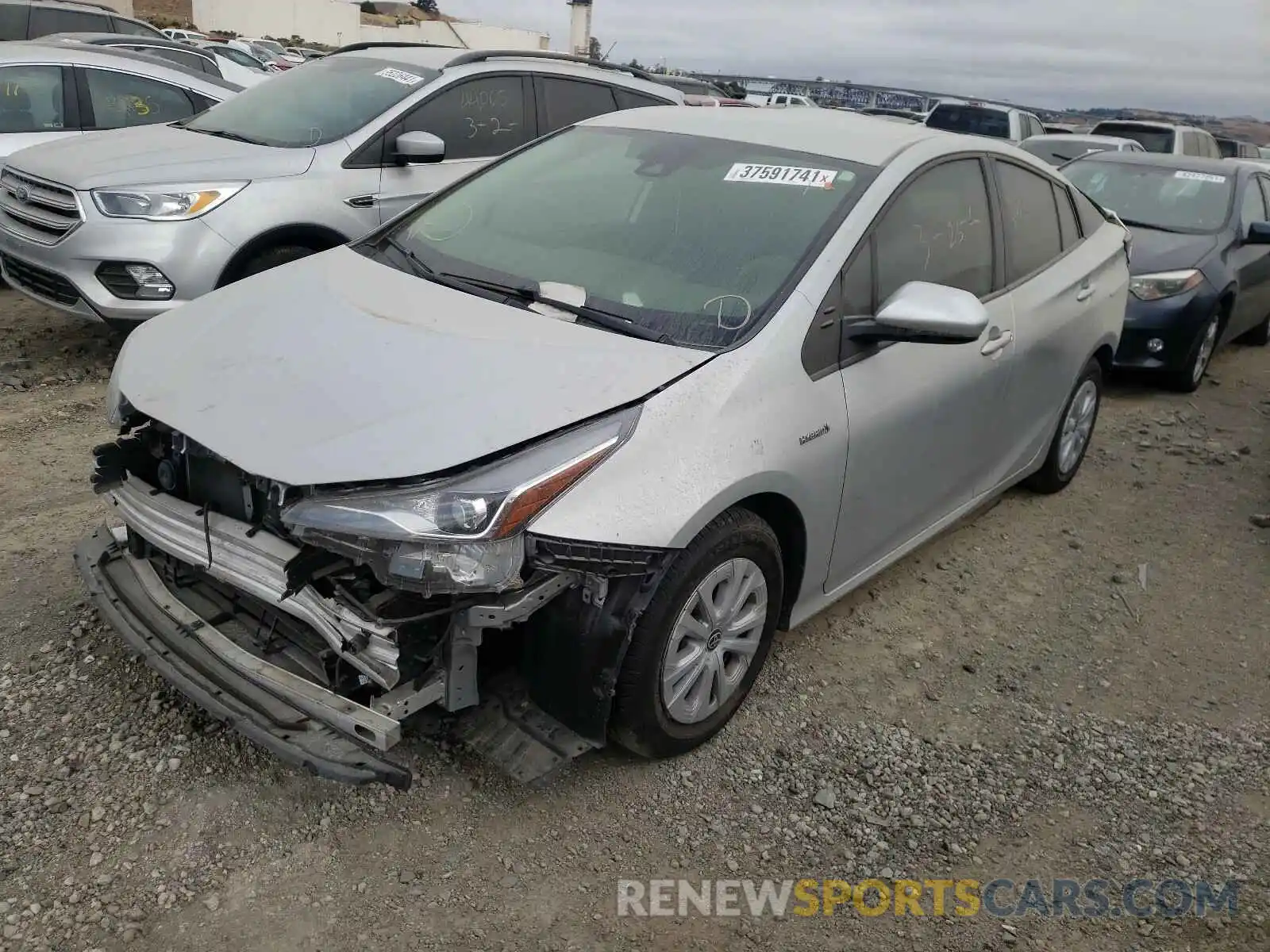 2 Photograph of a damaged car JTDKARFU8K3088785 TOYOTA PRIUS 2019