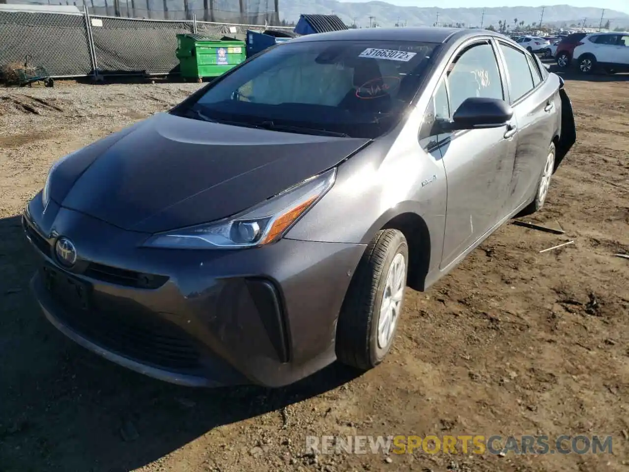 2 Photograph of a damaged car JTDKARFU8K3094618 TOYOTA PRIUS 2019