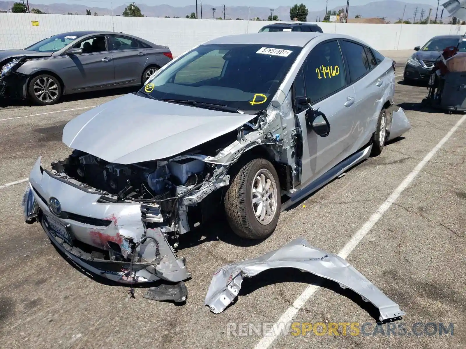 2 Photograph of a damaged car JTDKARFU8K3096238 TOYOTA PRIUS 2019