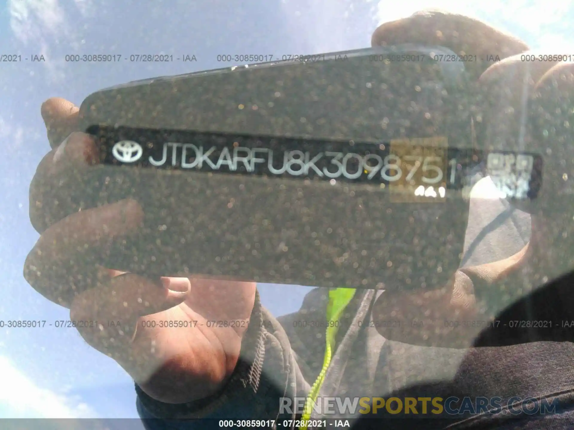 9 Photograph of a damaged car JTDKARFU8K3098751 TOYOTA PRIUS 2019