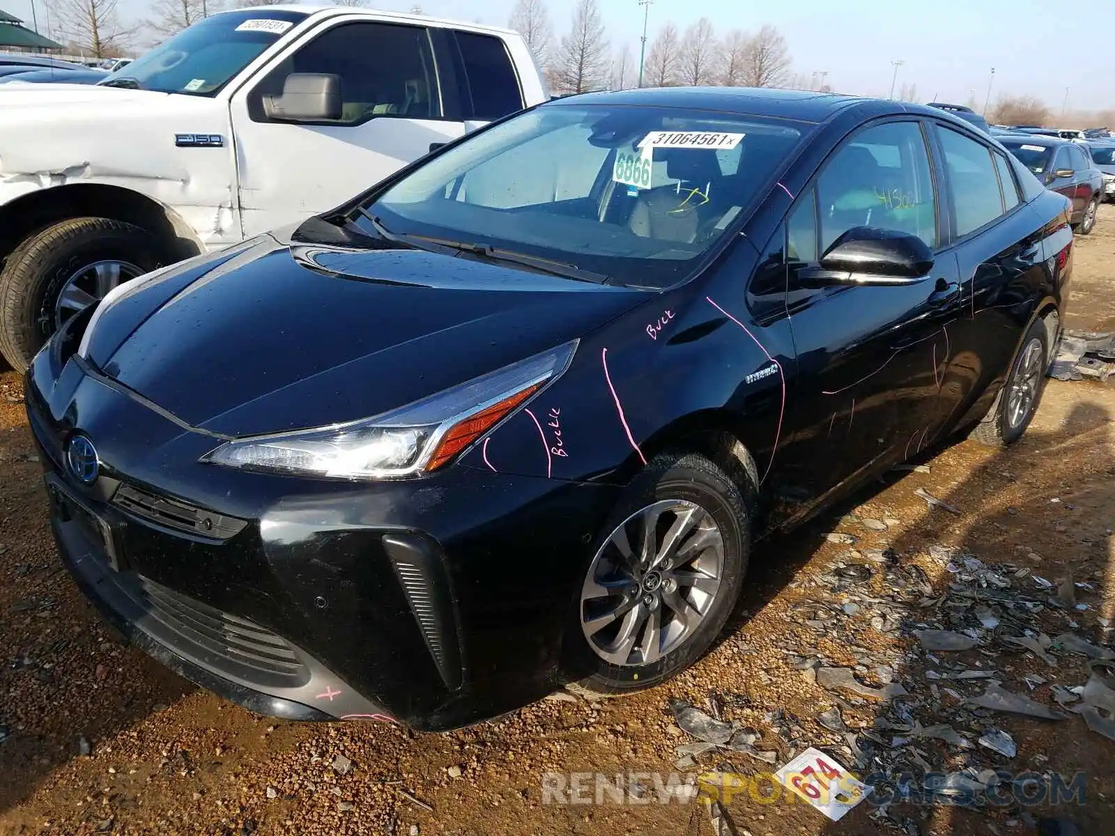 2 Photograph of a damaged car JTDKARFU8K3099477 TOYOTA PRIUS 2019