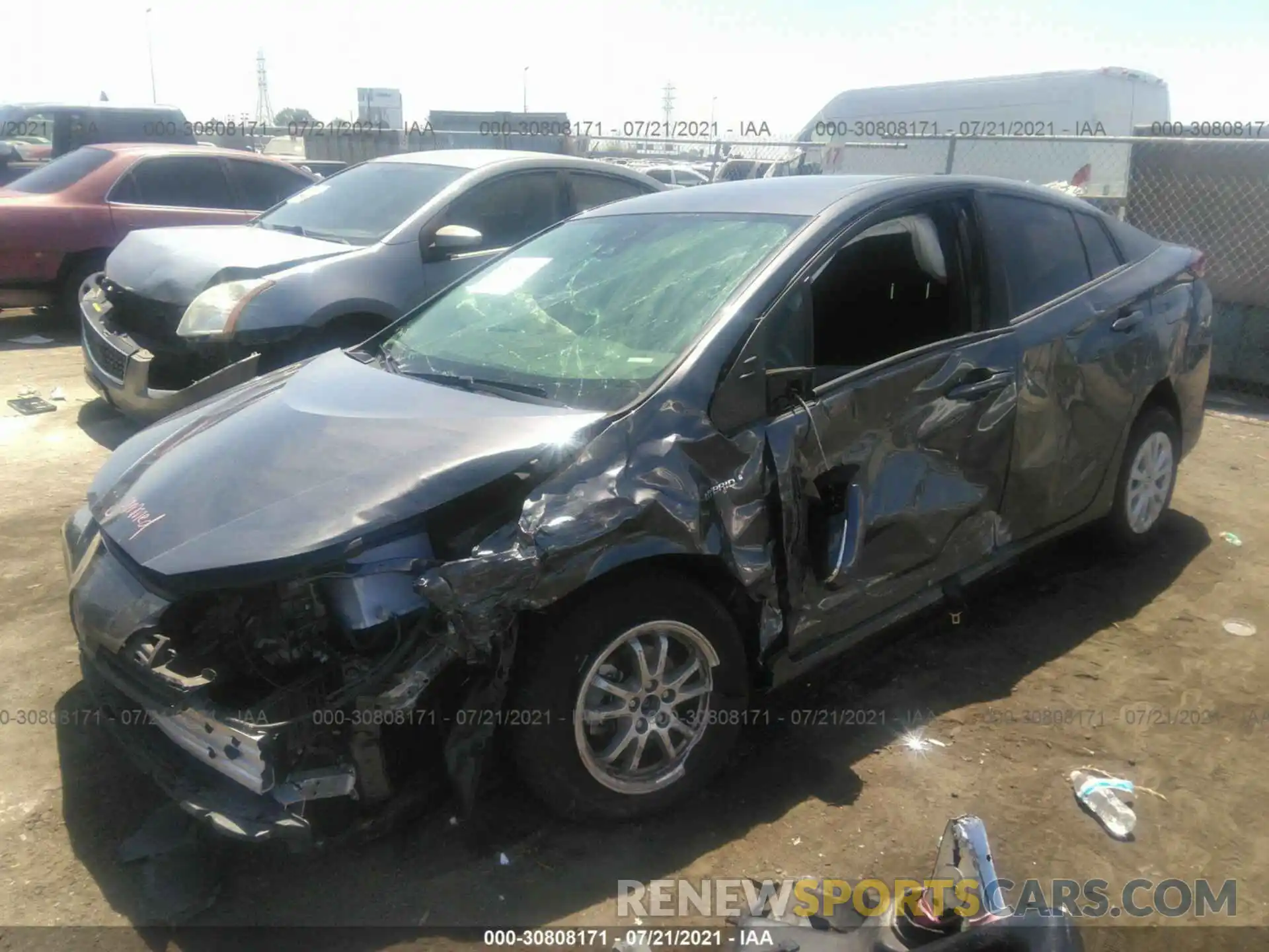 2 Photograph of a damaged car JTDKARFU9K3073938 TOYOTA PRIUS 2019