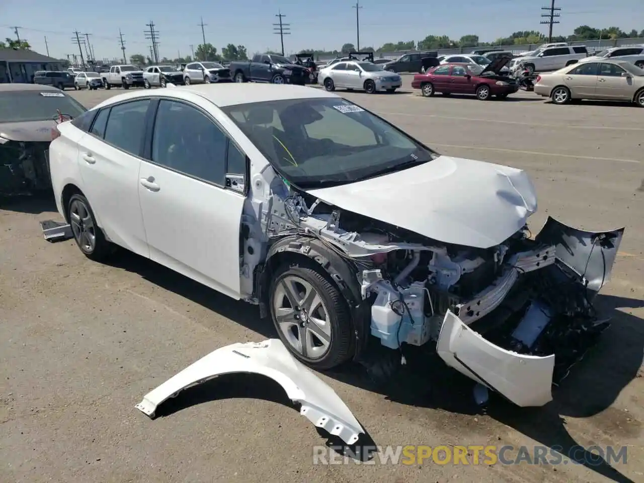 1 Photograph of a damaged car JTDKARFU9K3074748 TOYOTA PRIUS 2019