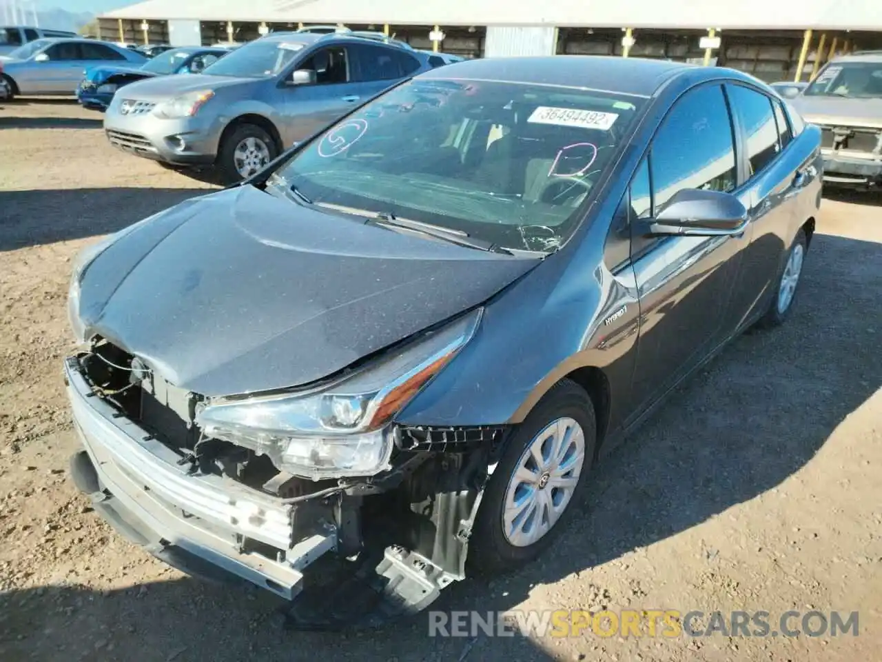 2 Photograph of a damaged car JTDKARFU9K3076550 TOYOTA PRIUS 2019