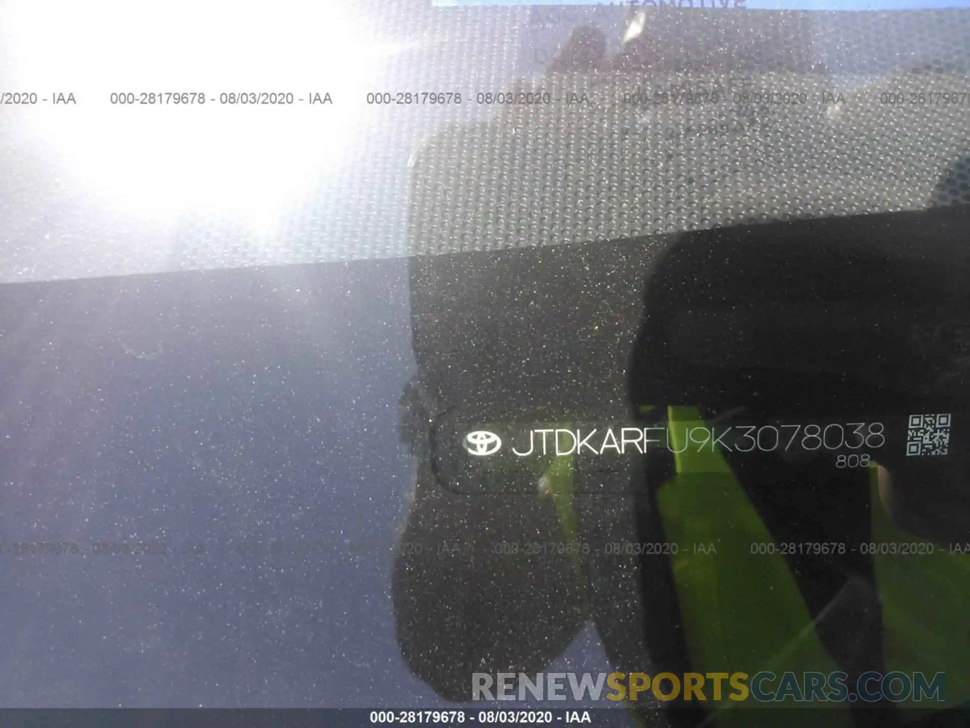 9 Photograph of a damaged car JTDKARFU9K3078038 TOYOTA PRIUS 2019