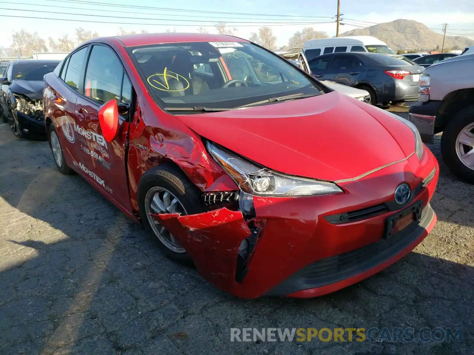 1 Photograph of a damaged car JTDKARFU9K3079576 TOYOTA PRIUS 2019