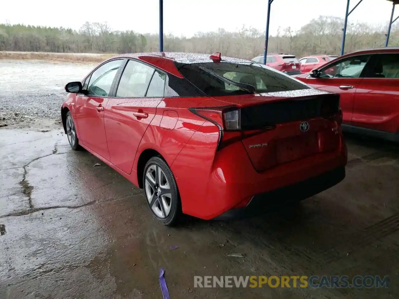 3 Photograph of a damaged car JTDKARFU9K3080002 TOYOTA PRIUS 2019