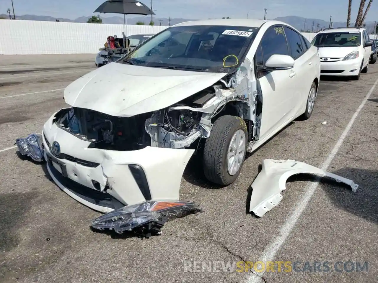 2 Photograph of a damaged car JTDKARFU9K3081229 TOYOTA PRIUS 2019