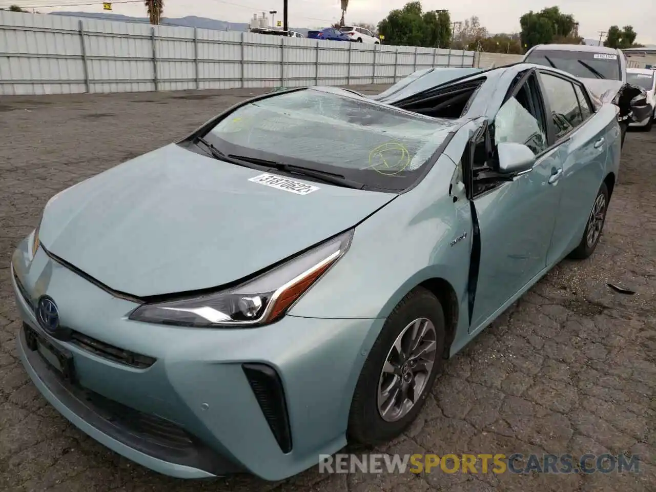 2 Фотография поврежденного автомобиля JTDKARFU9K3085958 TOYOTA PRIUS 2019