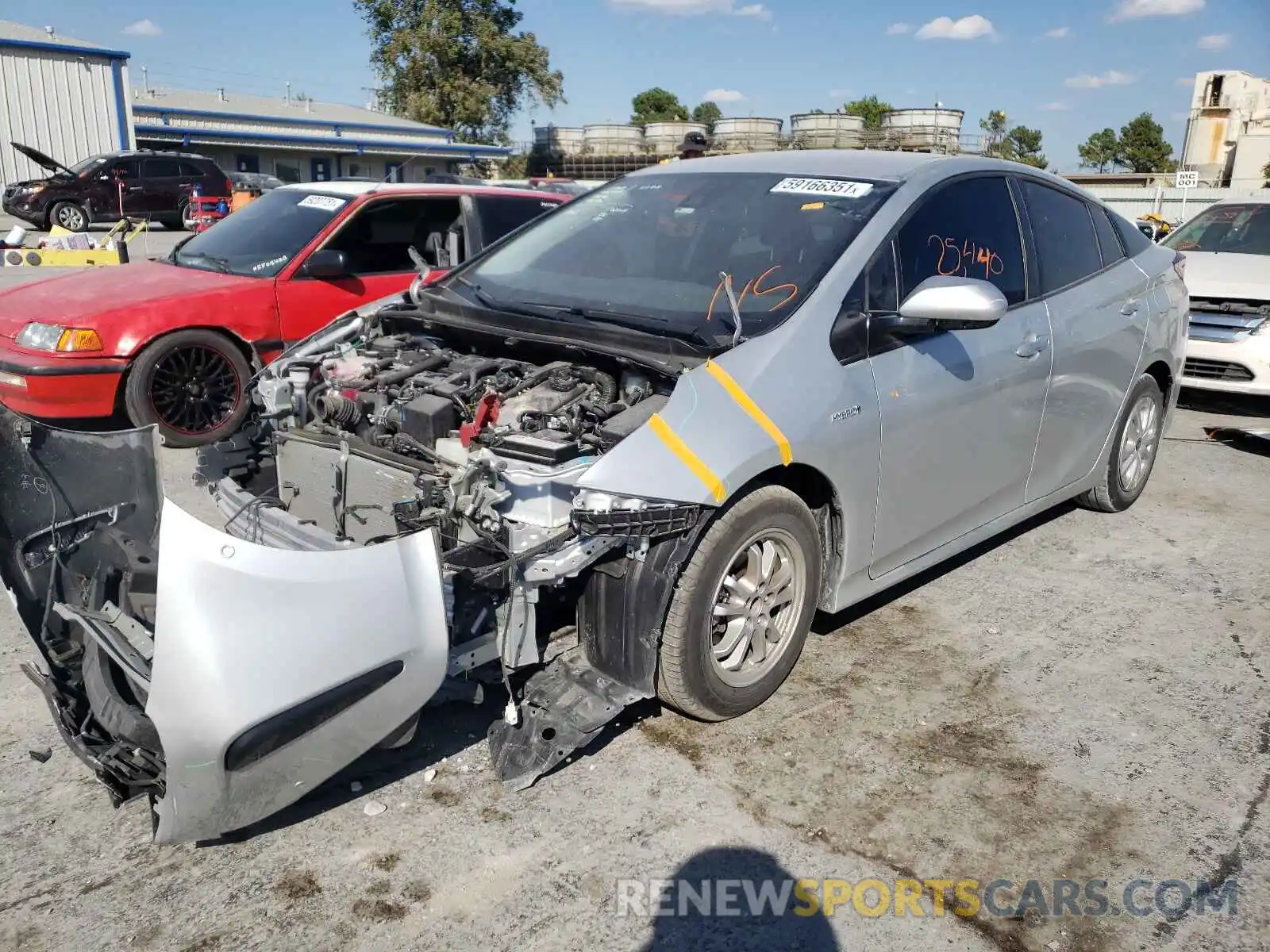 2 Photograph of a damaged car JTDKARFU9K3100247 TOYOTA PRIUS 2019