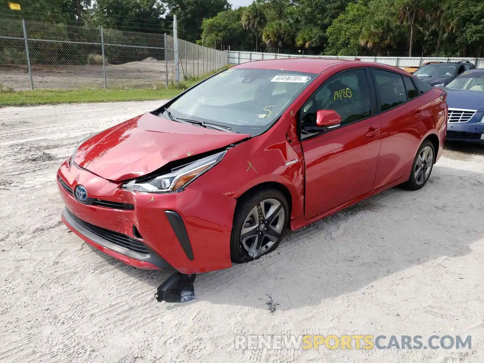 2 Photograph of a damaged car JTDKARFUXK3070837 TOYOTA PRIUS 2019