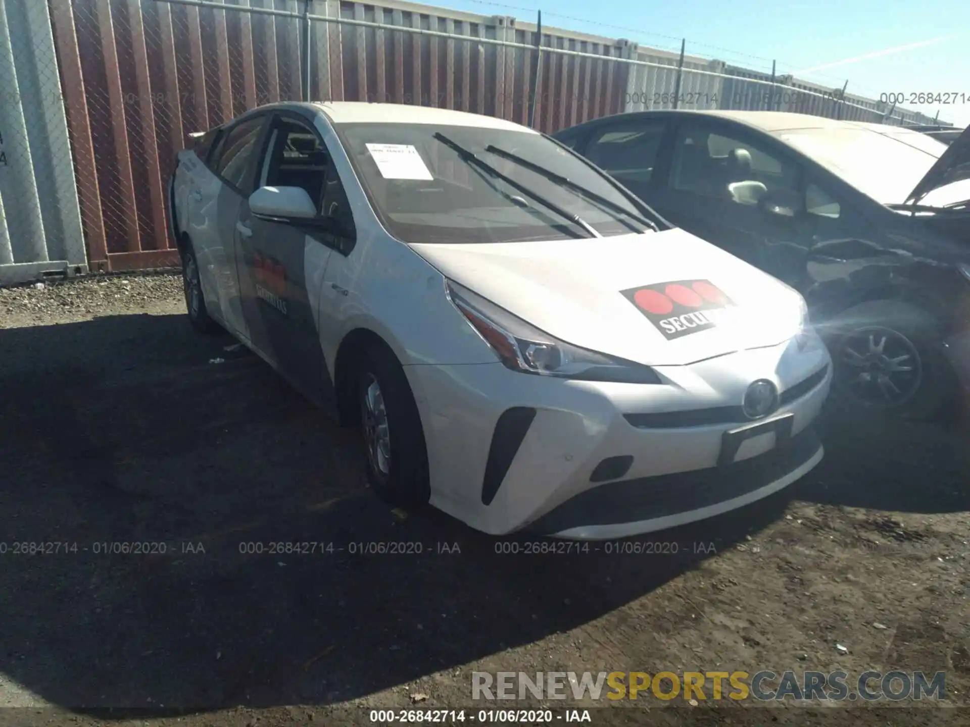 1 Photograph of a damaged car JTDKARFUXK3071647 TOYOTA PRIUS 2019