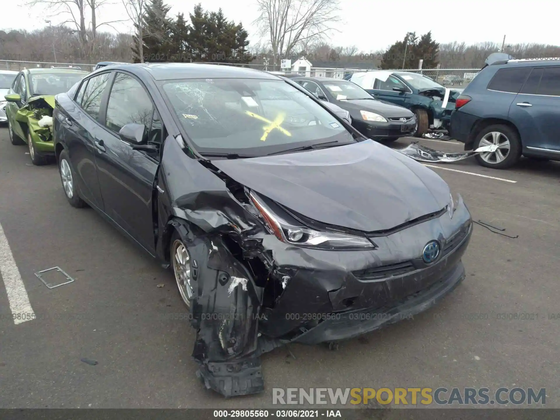 1 Photograph of a damaged car JTDKARFUXK3073186 TOYOTA PRIUS 2019