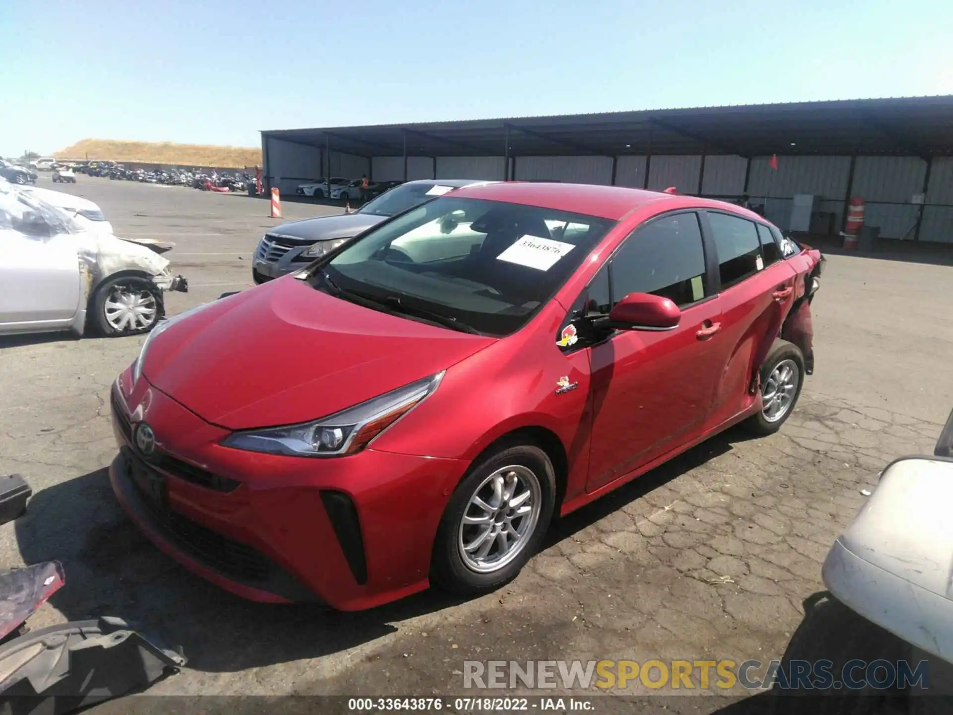 2 Фотография поврежденного автомобиля JTDKARFUXK3074032 TOYOTA PRIUS 2019