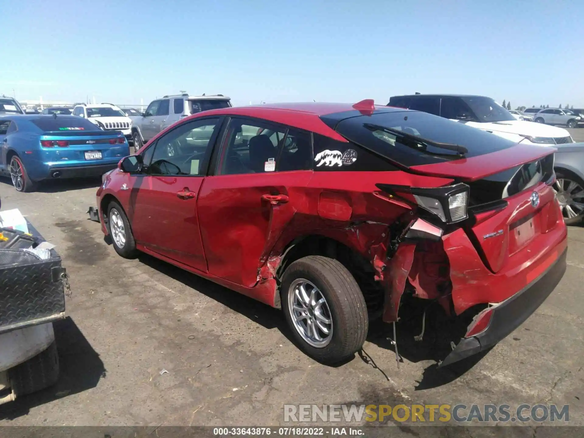 3 Photograph of a damaged car JTDKARFUXK3074032 TOYOTA PRIUS 2019