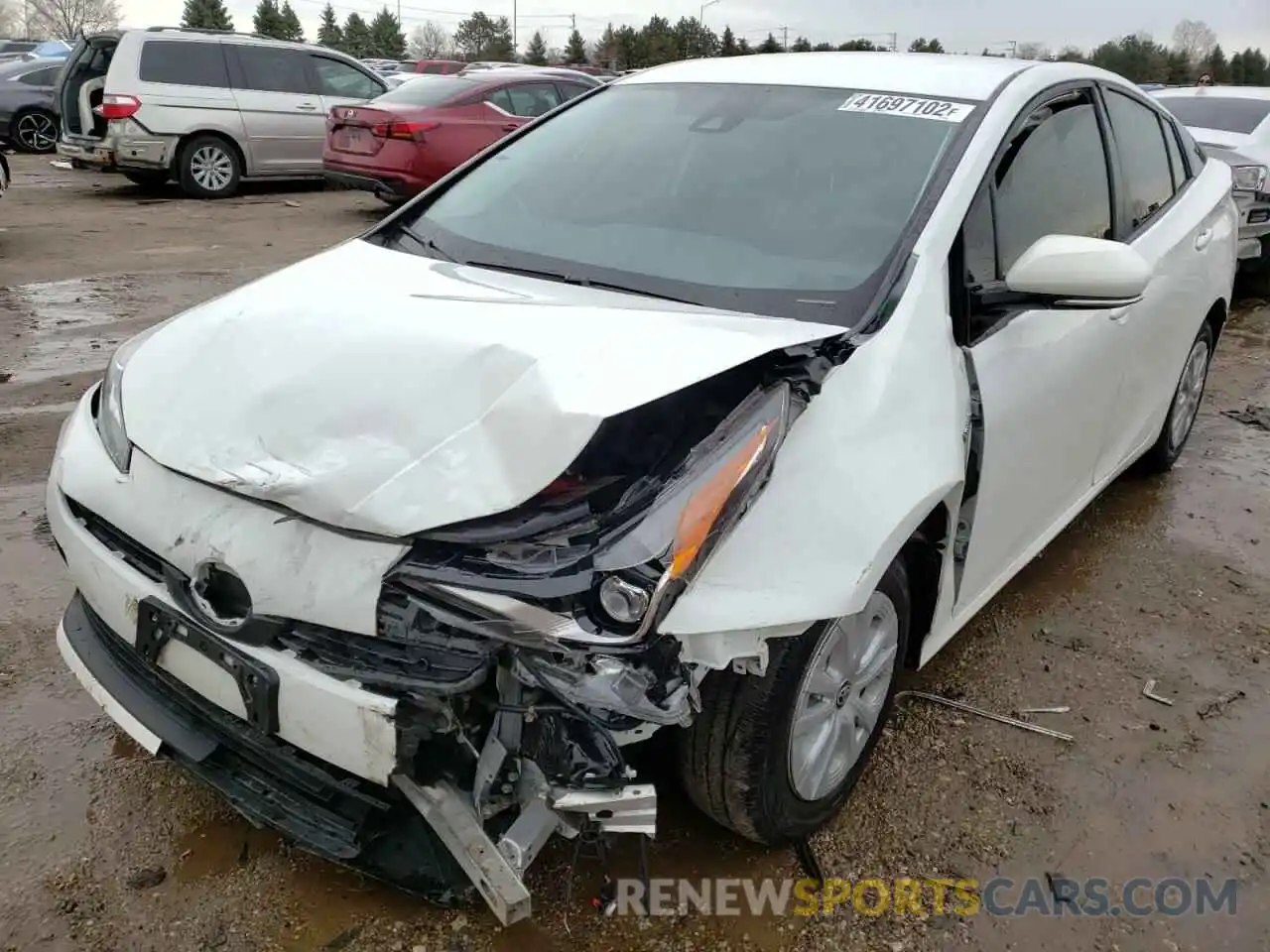 2 Photograph of a damaged car JTDKARFUXK3075312 TOYOTA PRIUS 2019