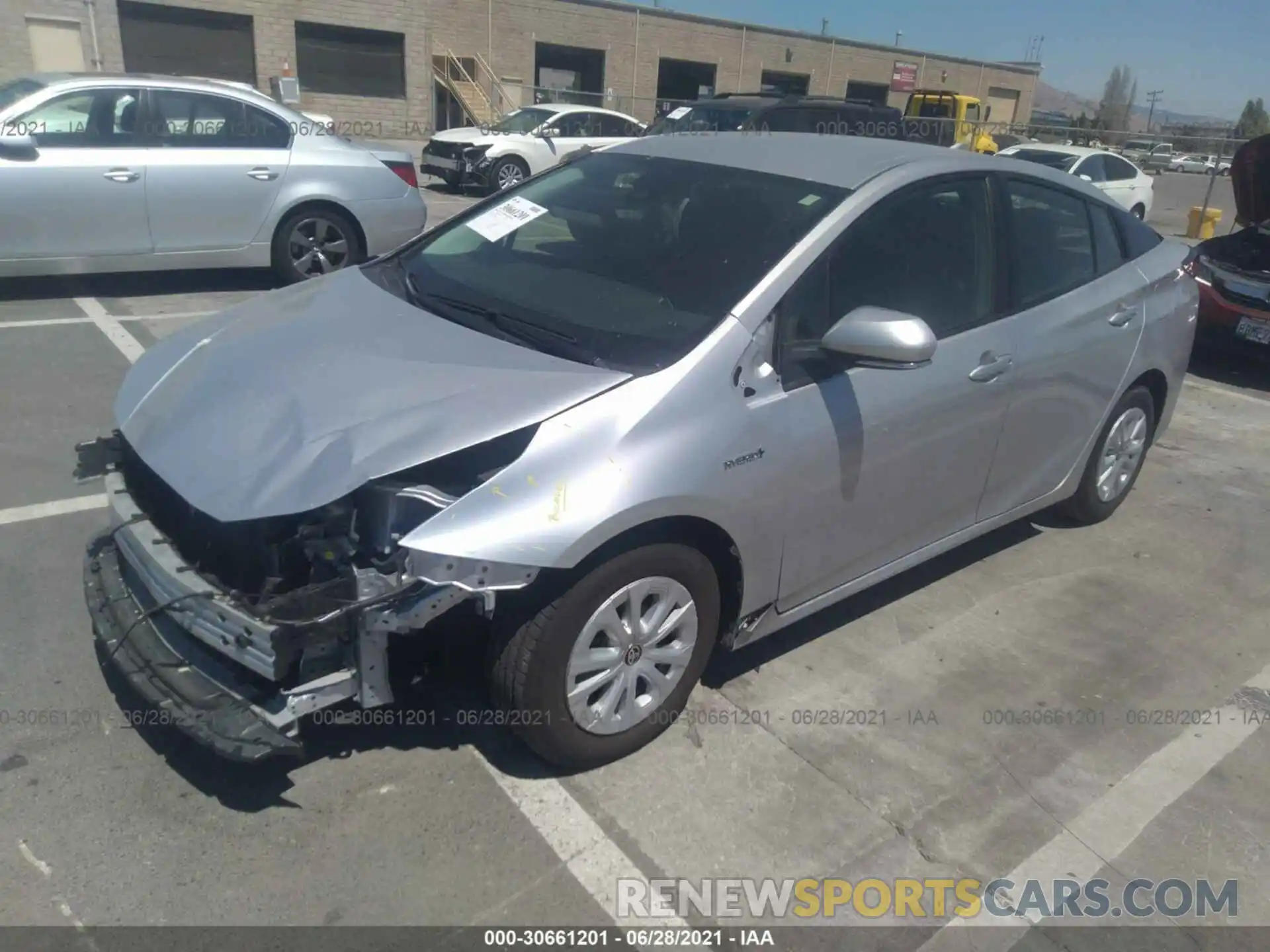 2 Photograph of a damaged car JTDKARFUXK3084592 TOYOTA PRIUS 2019