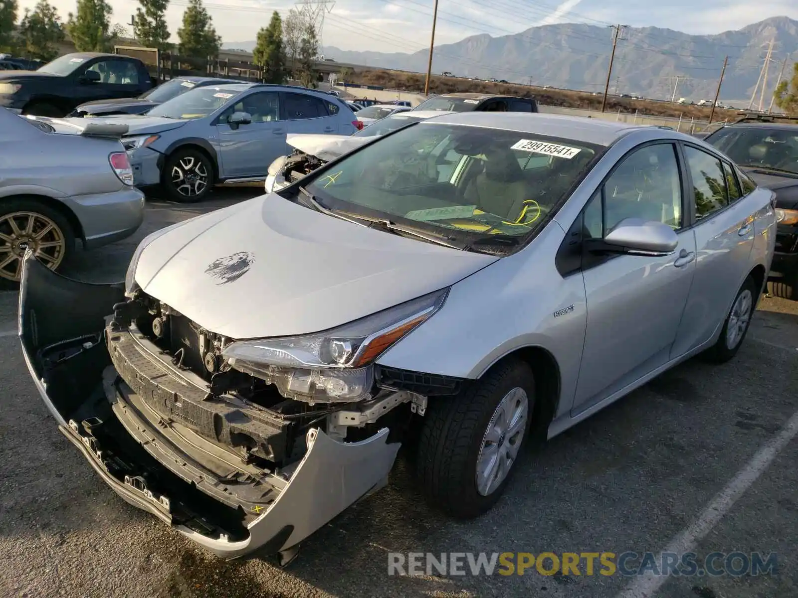 2 Photograph of a damaged car JTDKARFUXK3086648 TOYOTA PRIUS 2019