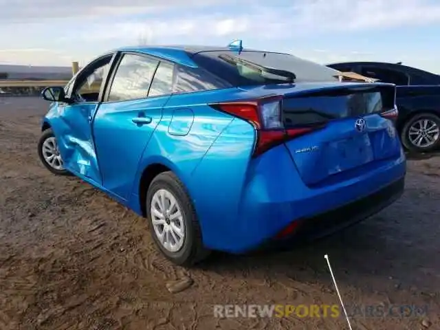 3 Photograph of a damaged car JTDKARFUXK3089162 TOYOTA PRIUS 2019