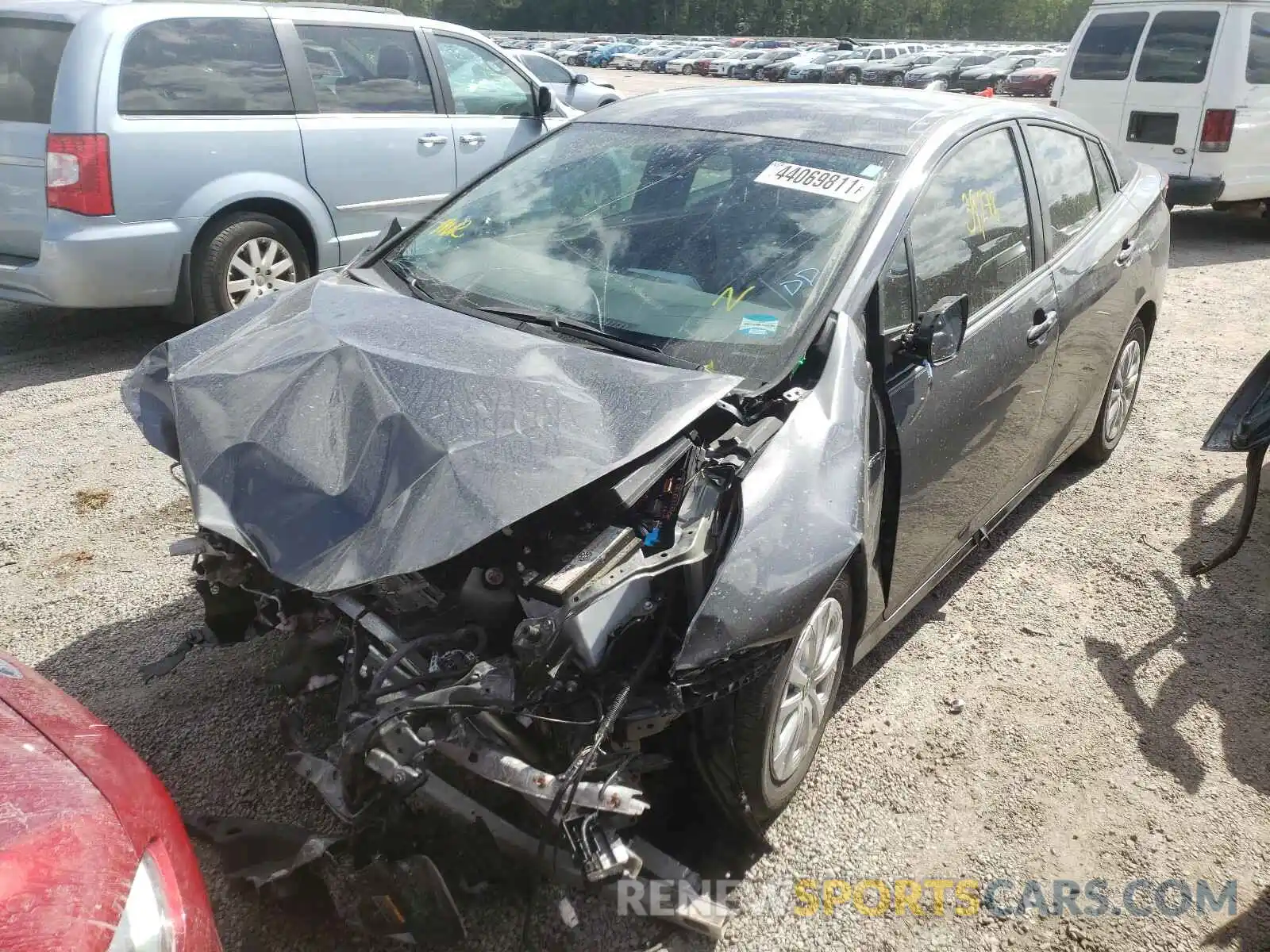 2 Photograph of a damaged car JTDKARFUXK3090974 TOYOTA PRIUS 2019