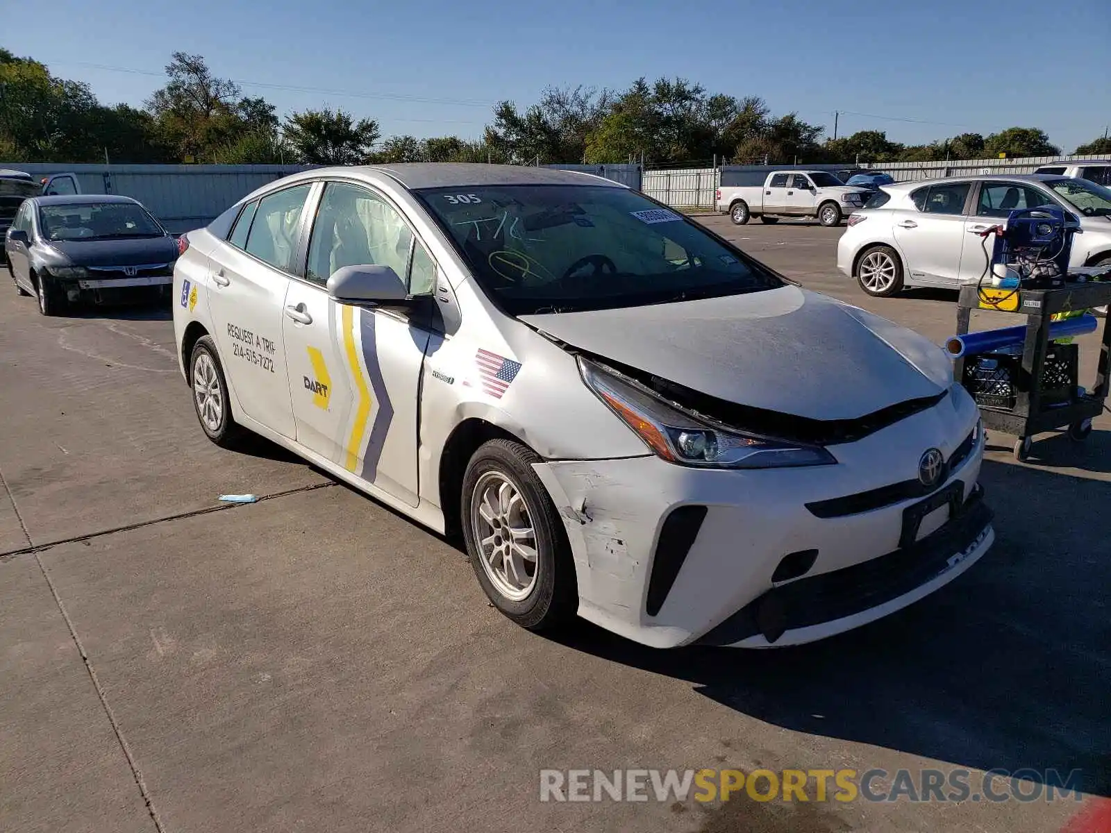 1 Photograph of a damaged car JTDKARFUXK3094118 TOYOTA PRIUS 2019