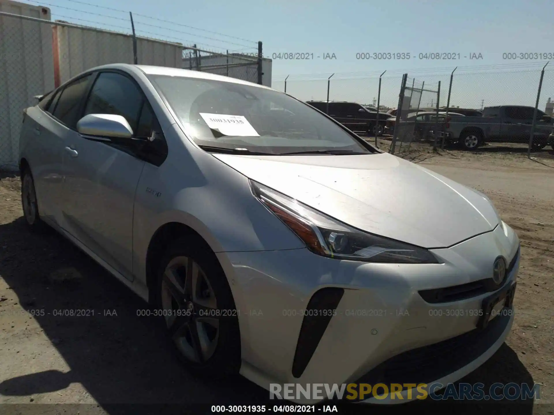 1 Photograph of a damaged car JTDKARFUXK3096225 TOYOTA PRIUS 2019