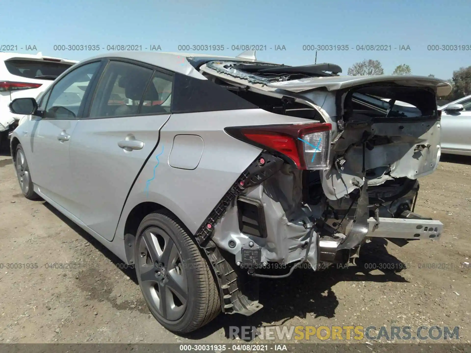 3 Photograph of a damaged car JTDKARFUXK3096225 TOYOTA PRIUS 2019