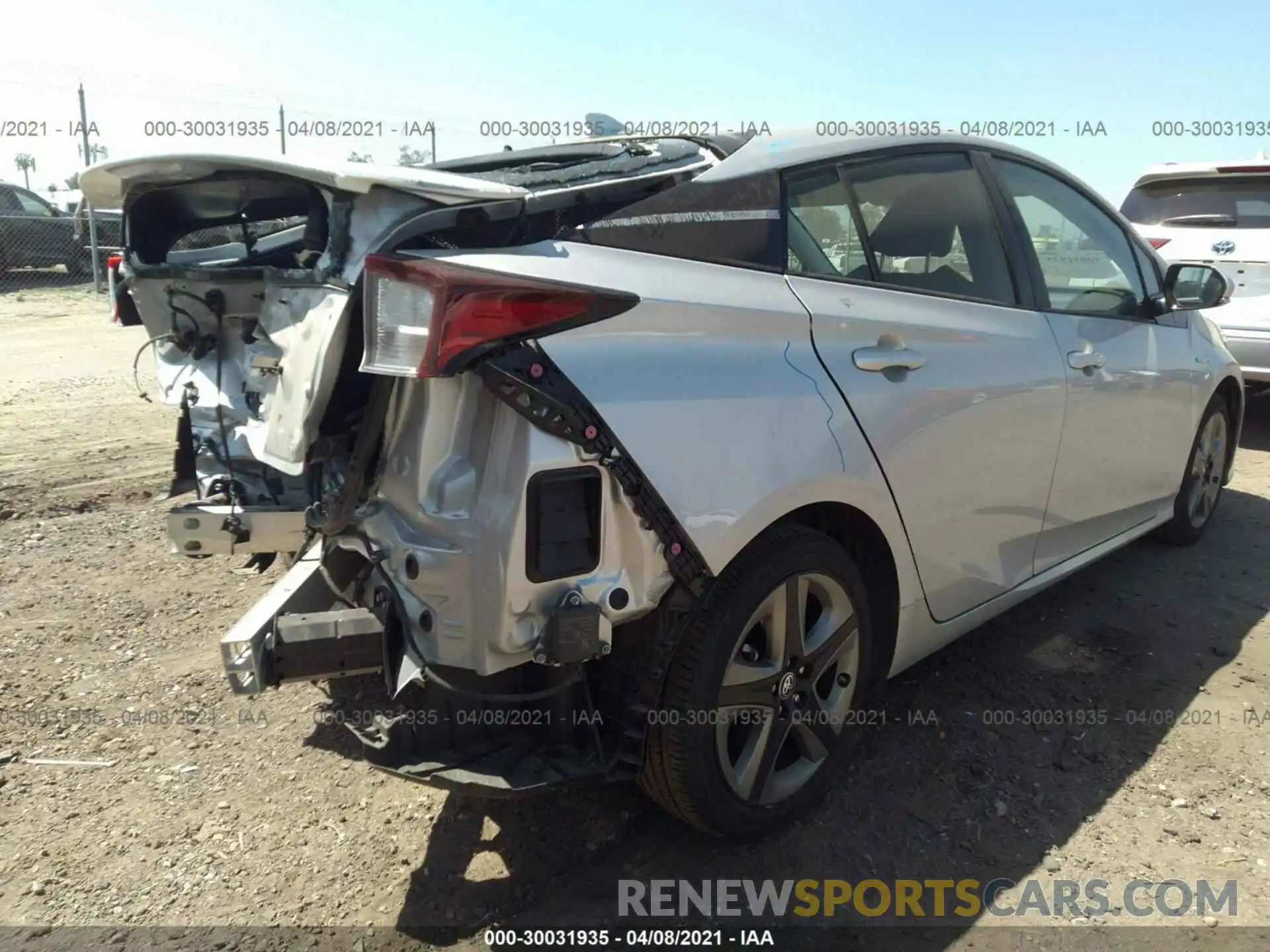 4 Photograph of a damaged car JTDKARFUXK3096225 TOYOTA PRIUS 2019