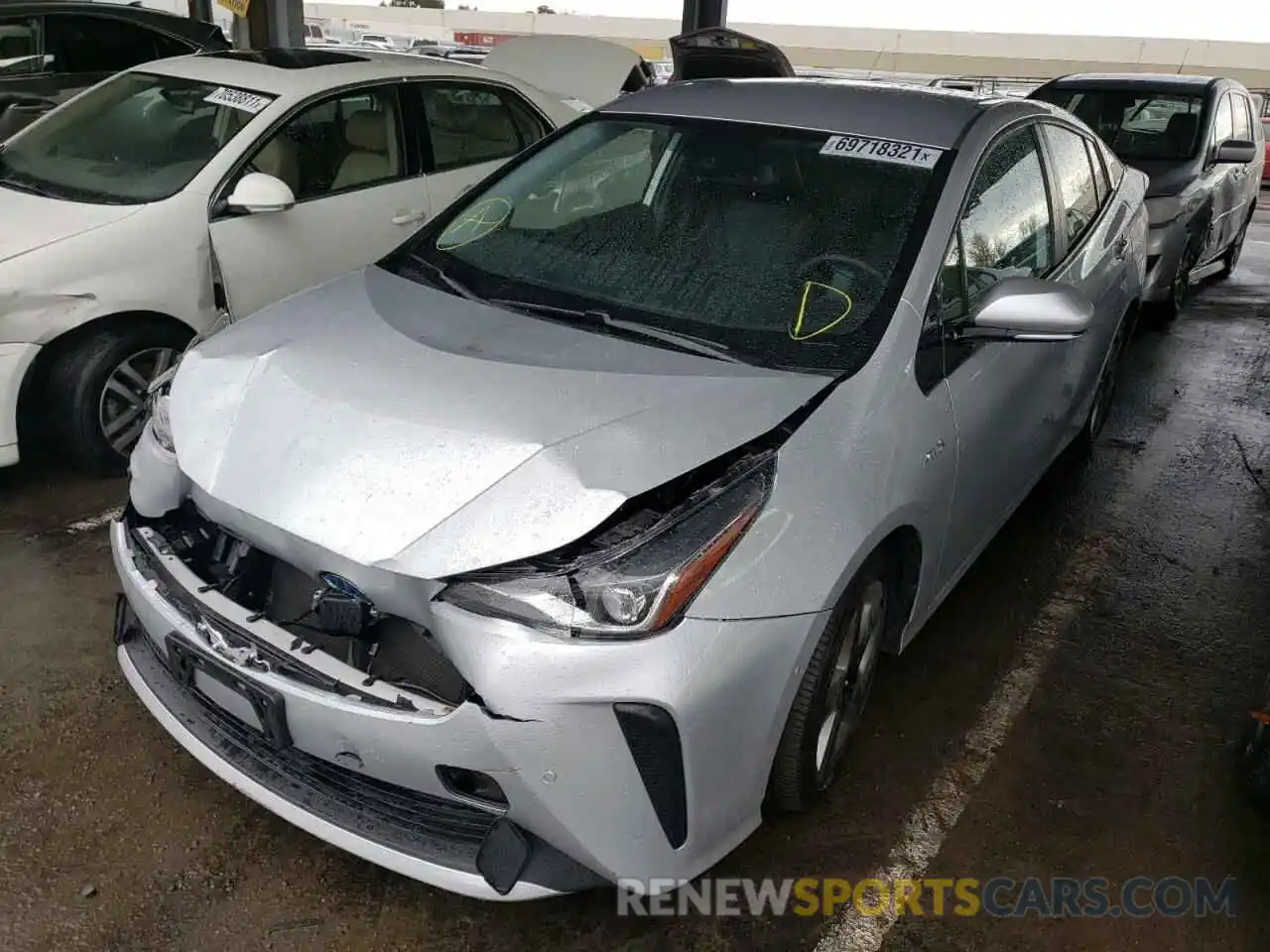 2 Photograph of a damaged car JTDKARFUXK3097830 TOYOTA PRIUS 2019