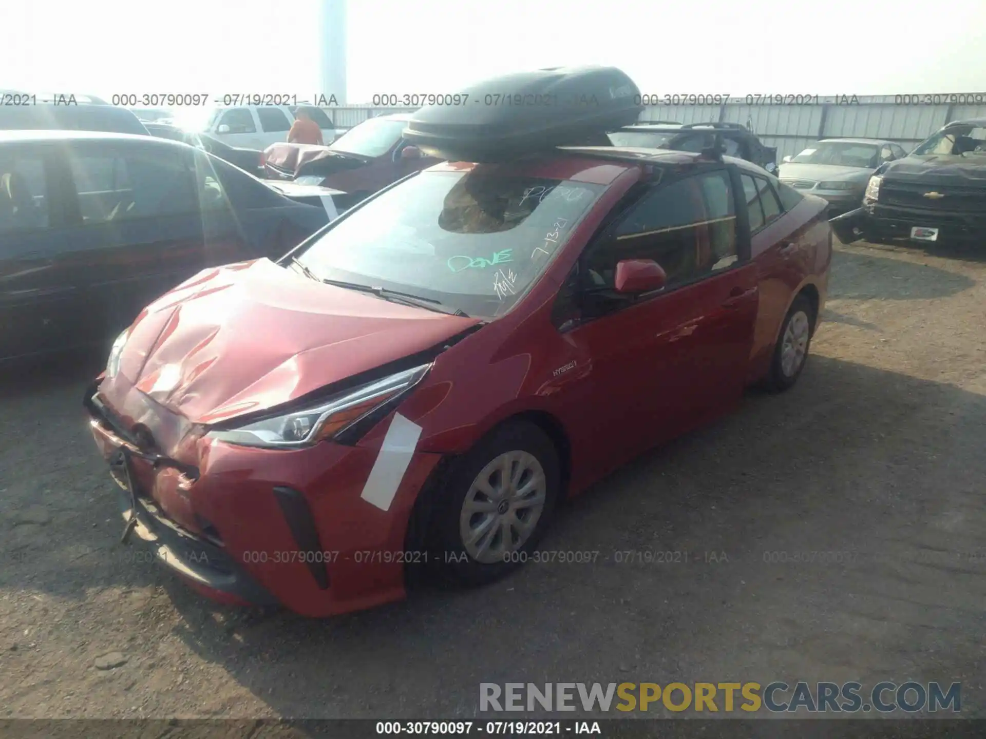 2 Photograph of a damaged car JTDKARFUXK3098797 TOYOTA PRIUS 2019