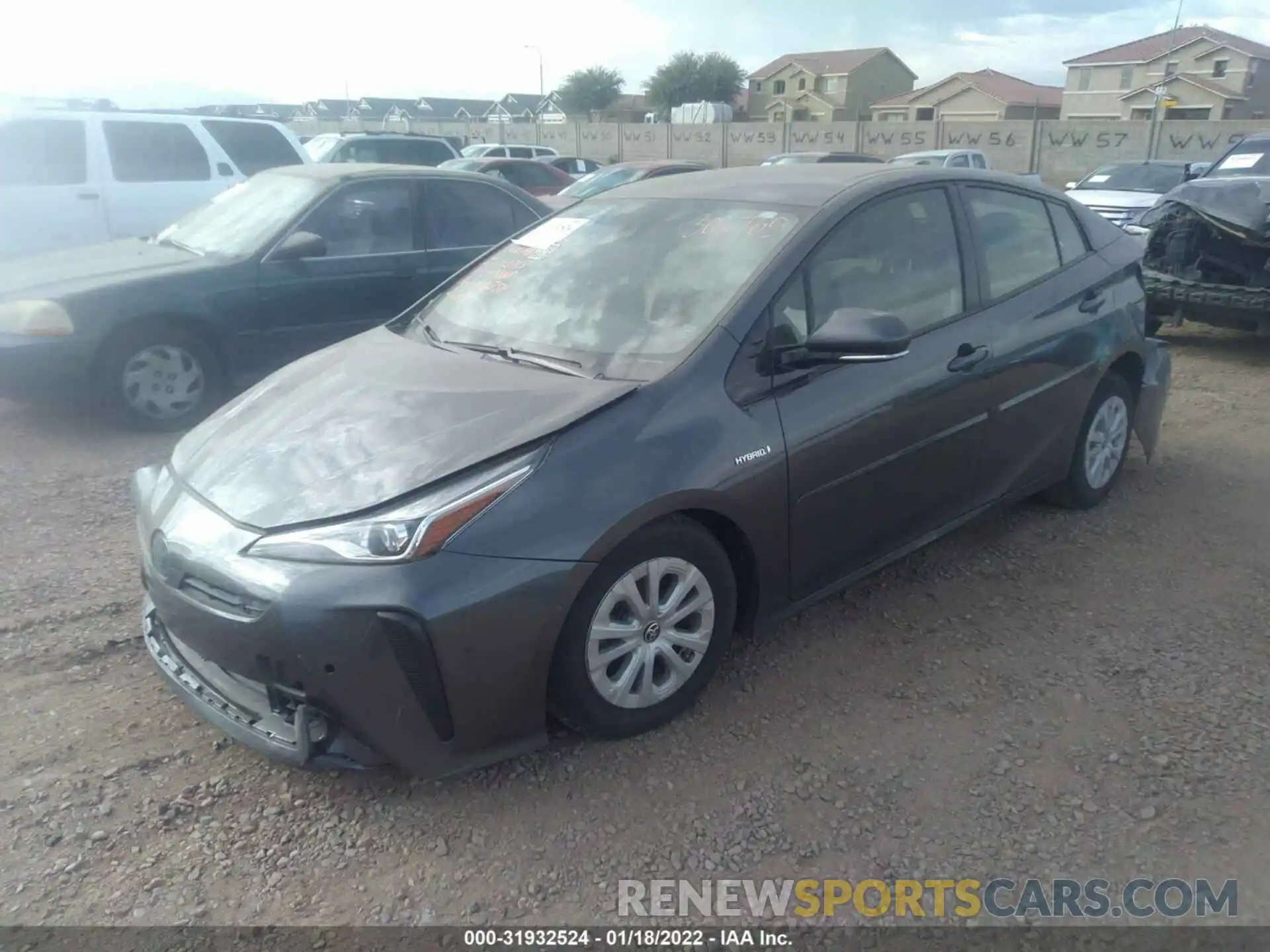 2 Photograph of a damaged car JTDKARFUXK3099898 TOYOTA PRIUS 2019