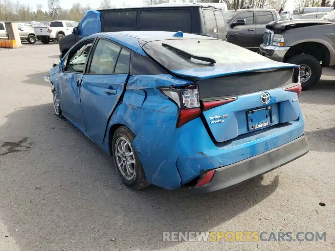 3 Фотография поврежденного автомобиля JTDL9RFU1K3006599 TOYOTA PRIUS 2019