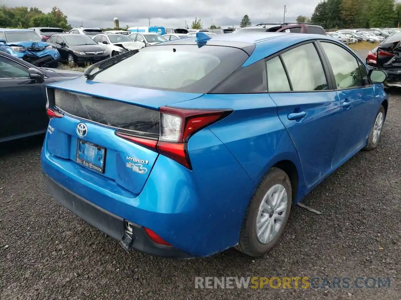 4 Photograph of a damaged car JTDL9RFU4K3009013 TOYOTA PRIUS 2019