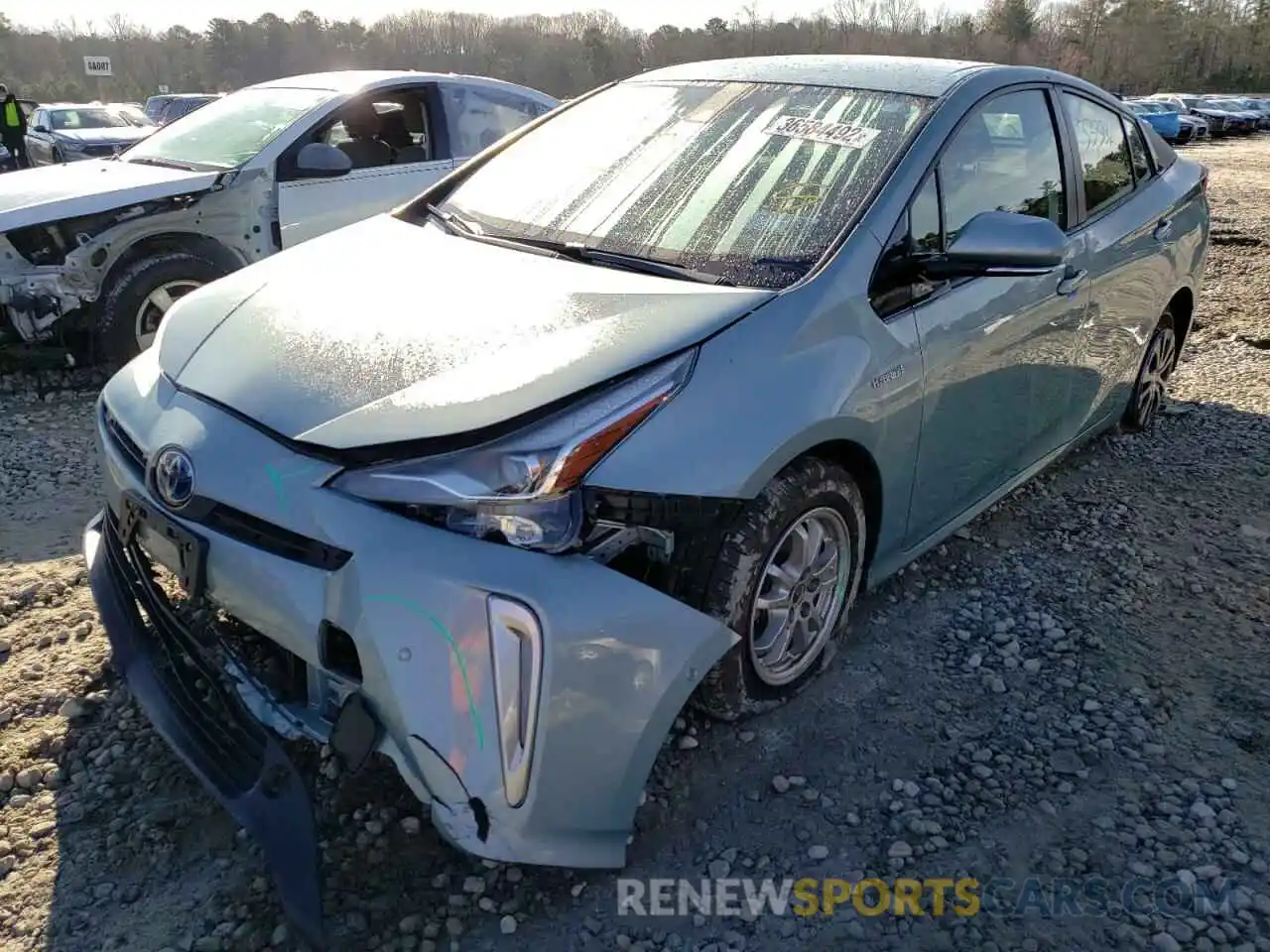 2 Photograph of a damaged car JTDL9RFU5K3011000 TOYOTA PRIUS 2019