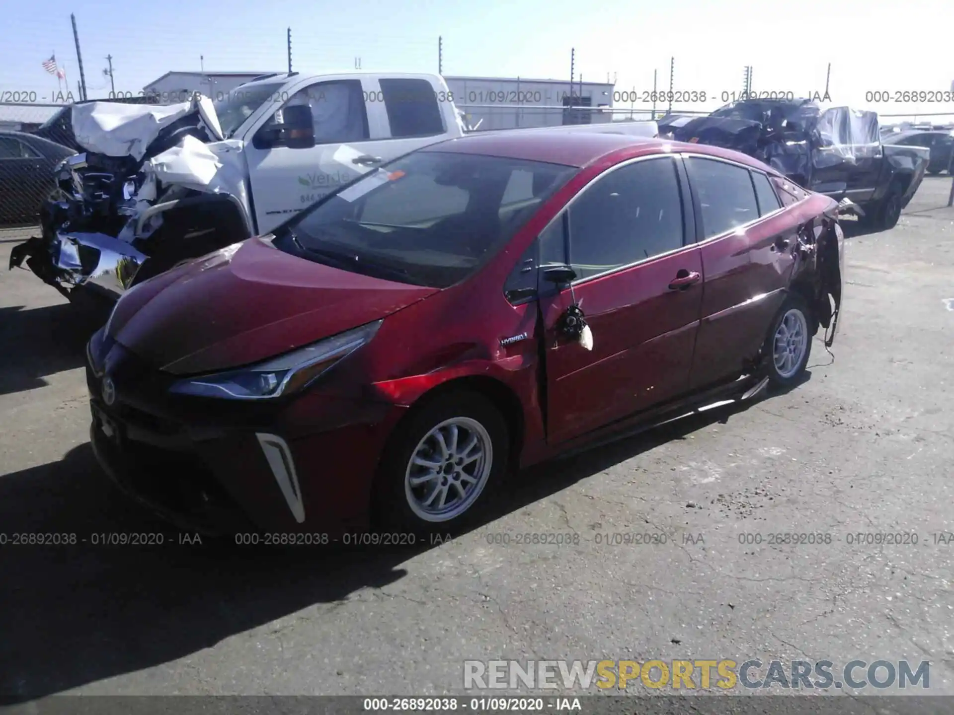 2 Фотография поврежденного автомобиля JTDL9RFU8K3000993 TOYOTA PRIUS 2019