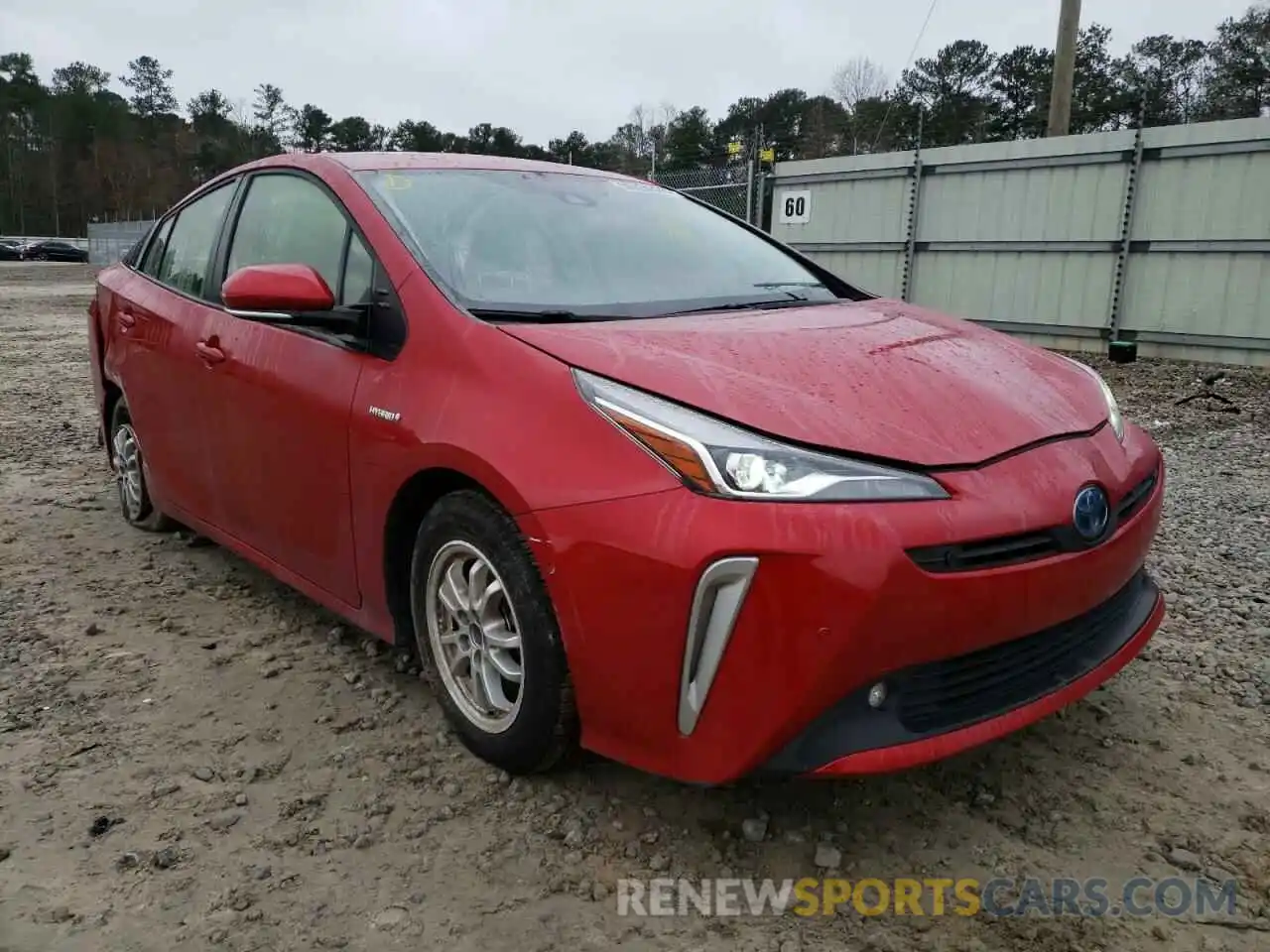 1 Photograph of a damaged car JTDL9RFU9K3006964 TOYOTA PRIUS 2019