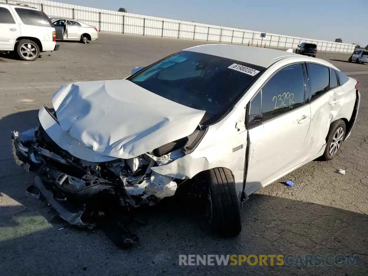 2 Photograph of a damaged car JTDKARFP4L3136312 TOYOTA PRIUS 2020